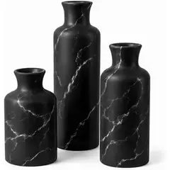 CREATIVE - Set 3 Jarrones Scents Negro Marmol Resina