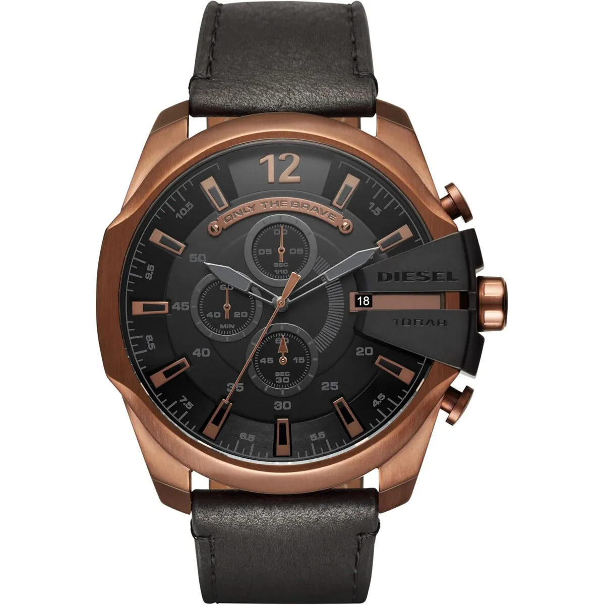 DIESEL - Reloj Diésel Mega Chief DZ4459 51mm Cronógrafo 10ATM Cuero