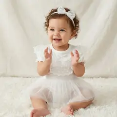 PEQUEÑA LUZ - VESTIDO BEBE NIÑA TUTU ALGODON BAUTIZO