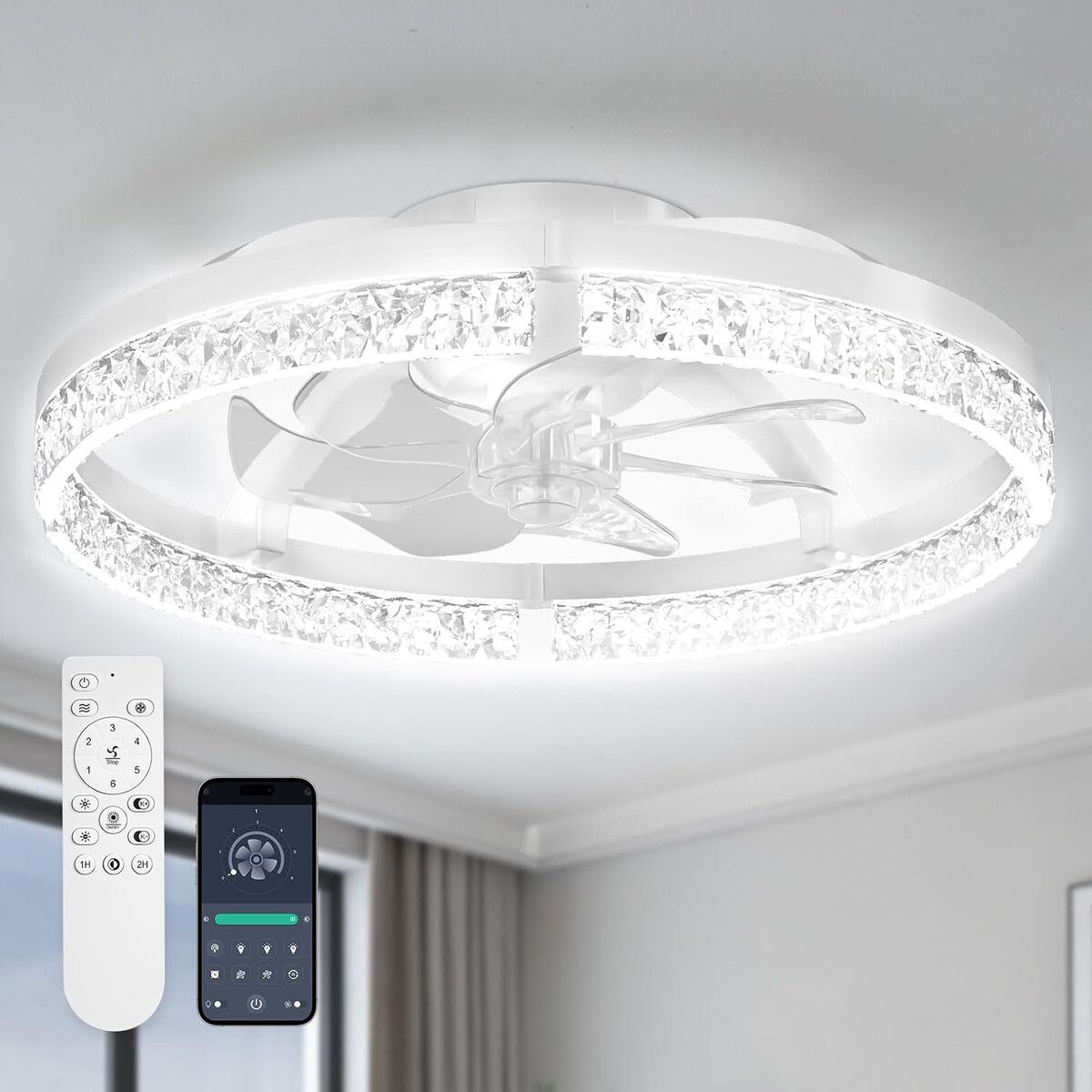 GENERICO - Ventilador Techo StarryEver 20 pulg LED 3000 6500K DC 6 Vel