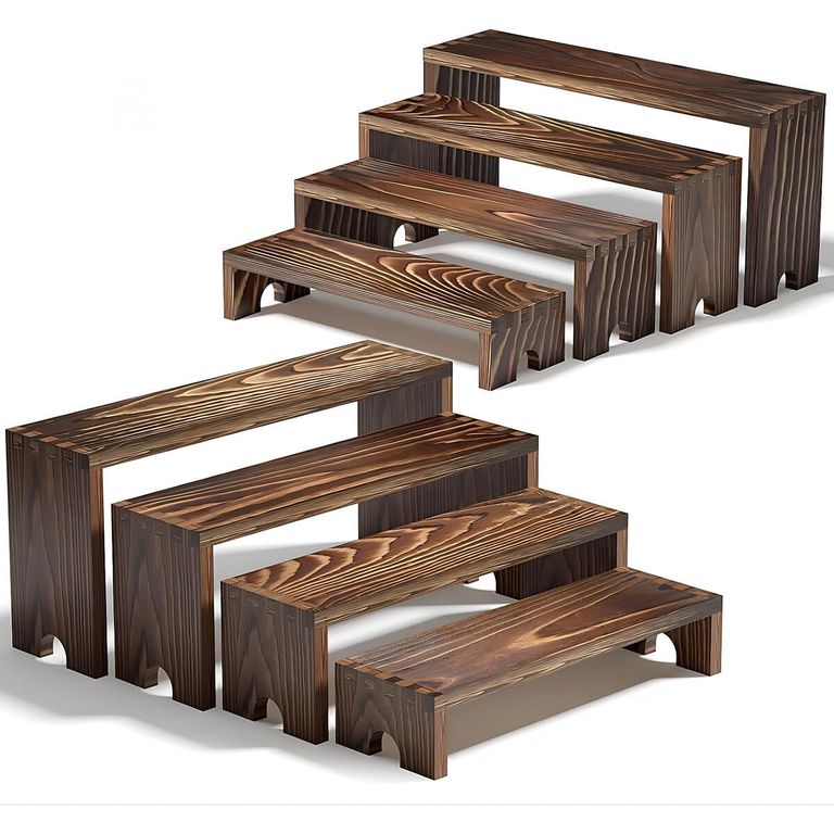 GENERICO Exhibidor Escalonado Madera Vecxoty 2 Set 4 Niveles