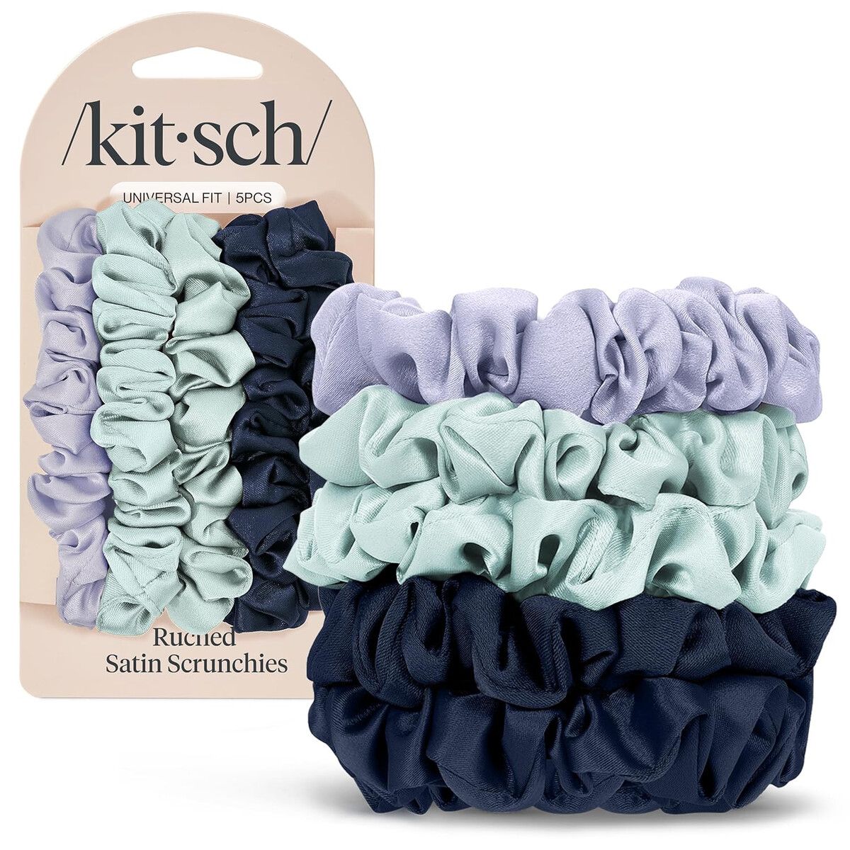 SCRUNCHIES - Scrunchies Kitsch Satin Fruncidas 5 unidades SinMarcas