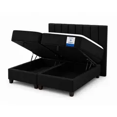 VITELIO - Cama Baul con Respaldo + Colchon Cama Completa 2 Plazas