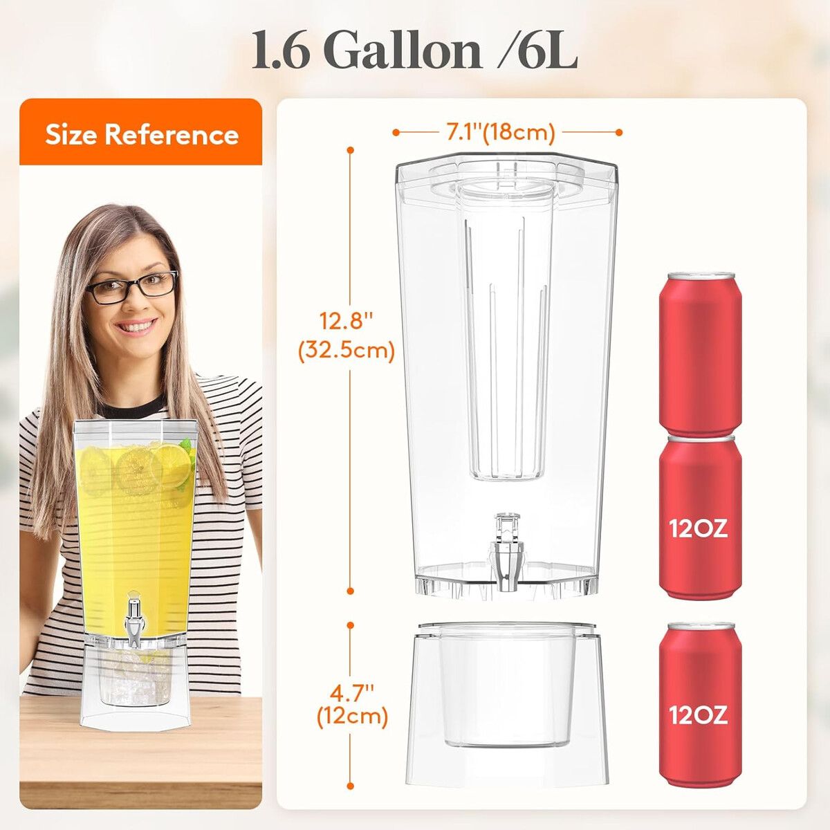 GENERICO - Dispensador de Bebidas Lifewit 6L 2un Base Hielo Filtro