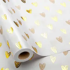 GENERICO - Papel de regalo MAYPLUSS 43x1006cm Corazones Dorados