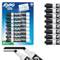 EXPO - Marcador Pizarra Punta Cincel 5mm Negro 8u