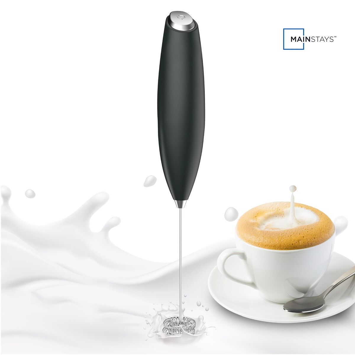 MAINSTAYS - Espumador de Leche Mainstays 23 cm Negro 236 ml A pilas