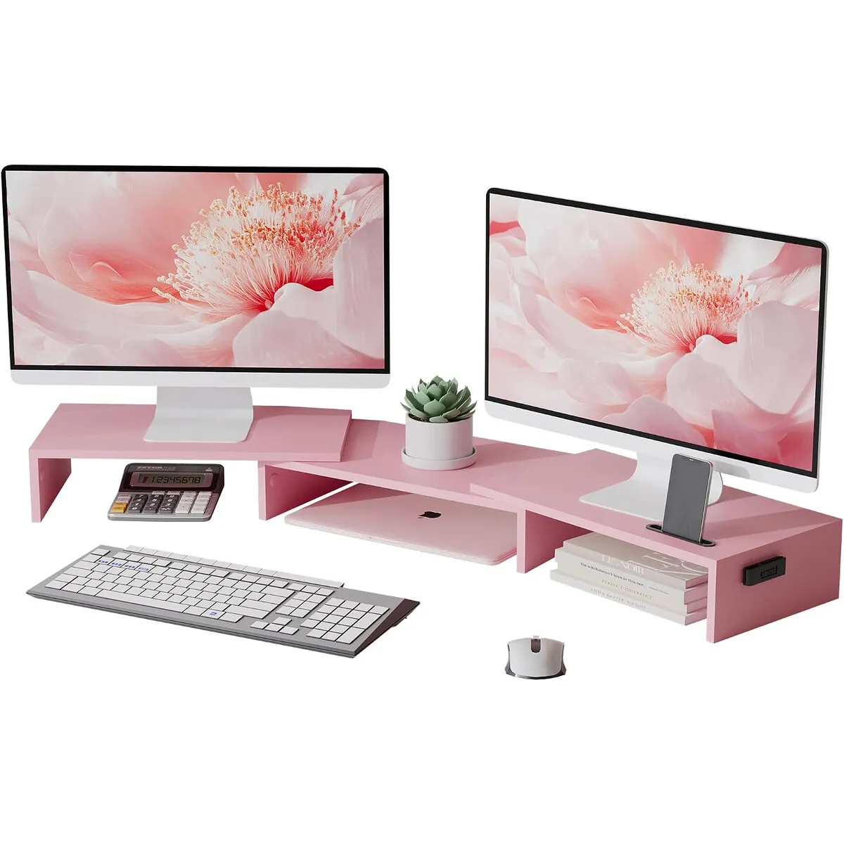 GENERICO - Soporte Doble Monitor BONTEC MTRS3 Rosa 80 a 108 cm 20 kg