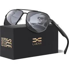 SOL - Lentes de LUENX Aviator Cuadrado 61mm Polarizado UV400