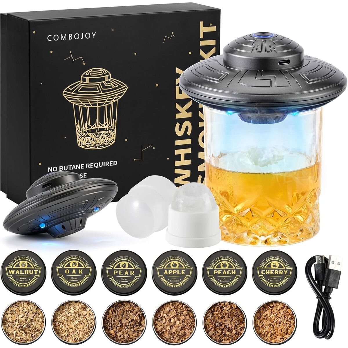 UFO - Ahumador Eléctrico Whiskey ComboJoy UFO LED 6 Maderas