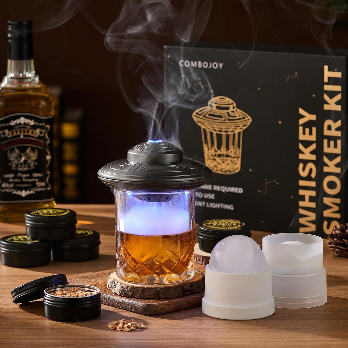 UFO - Ahumador Eléctrico Whiskey ComboJoy UFO LED 6 Maderas