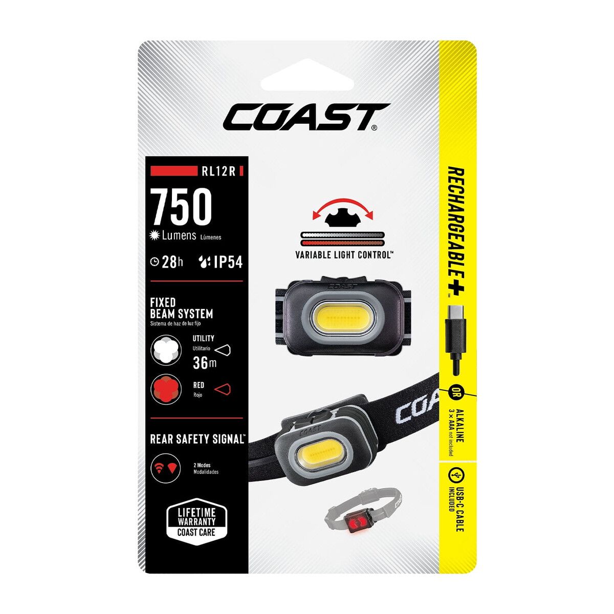 COAST - Linterna Frontal Coast RL12R 750 lm Recargable Para Senderismo