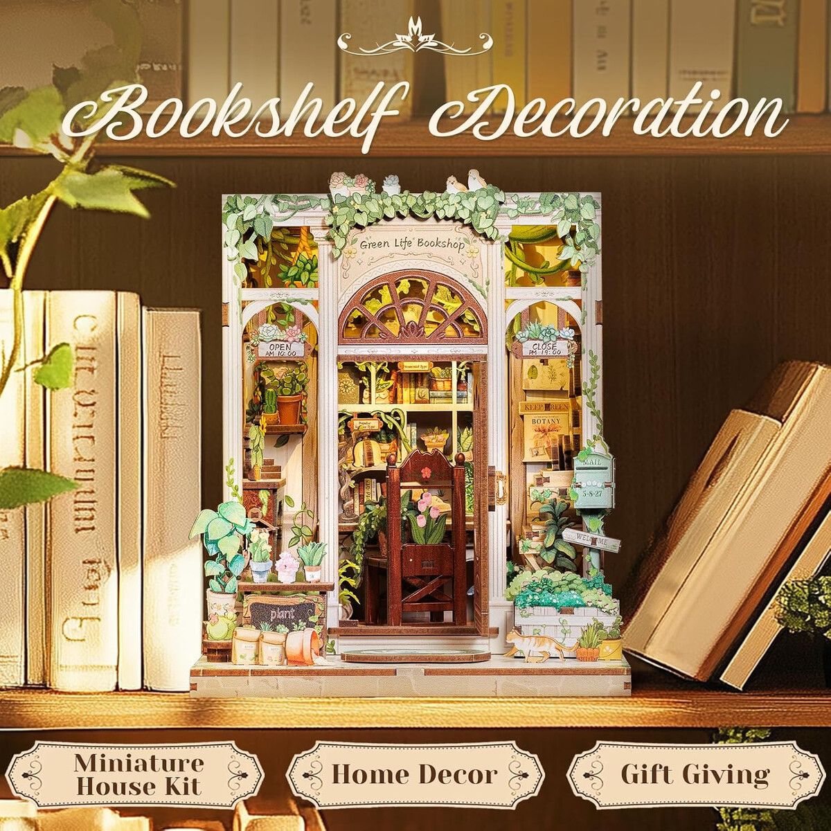 NOOK - Kit Book Nook CUTEBEE Green Life Bookshop Madera DIY