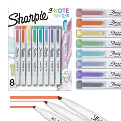 SHARPIE - Marcador SNOTE DÚO x8 Doble Punta Cincel