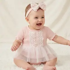 PEQUEÑA LUZ - VESTIDO BODY BEBÉ NIÑA ALGODÓN, VESTIDO TUTÚ MÁS DIADEMA