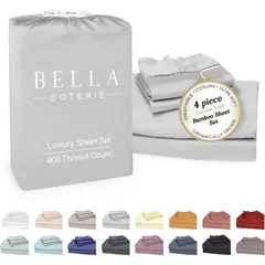 LUXURY - Juego de Sábanas Bella Coterie Queen 400TC Bambú Gris