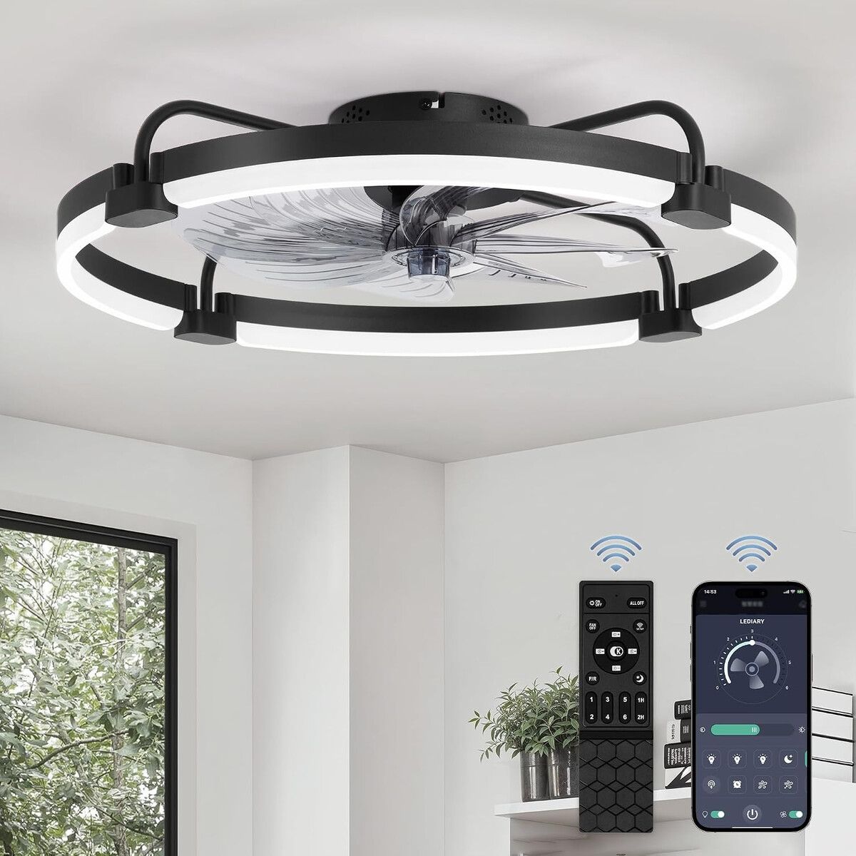 GENERICO - Ventilador de Techo LEDIARY 24 Pulg Empotrable LED 3200LM DC