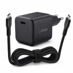 TRUST - Cargador USB-C GaN 65W PD con Cable USB-C 2MT GXT 1258