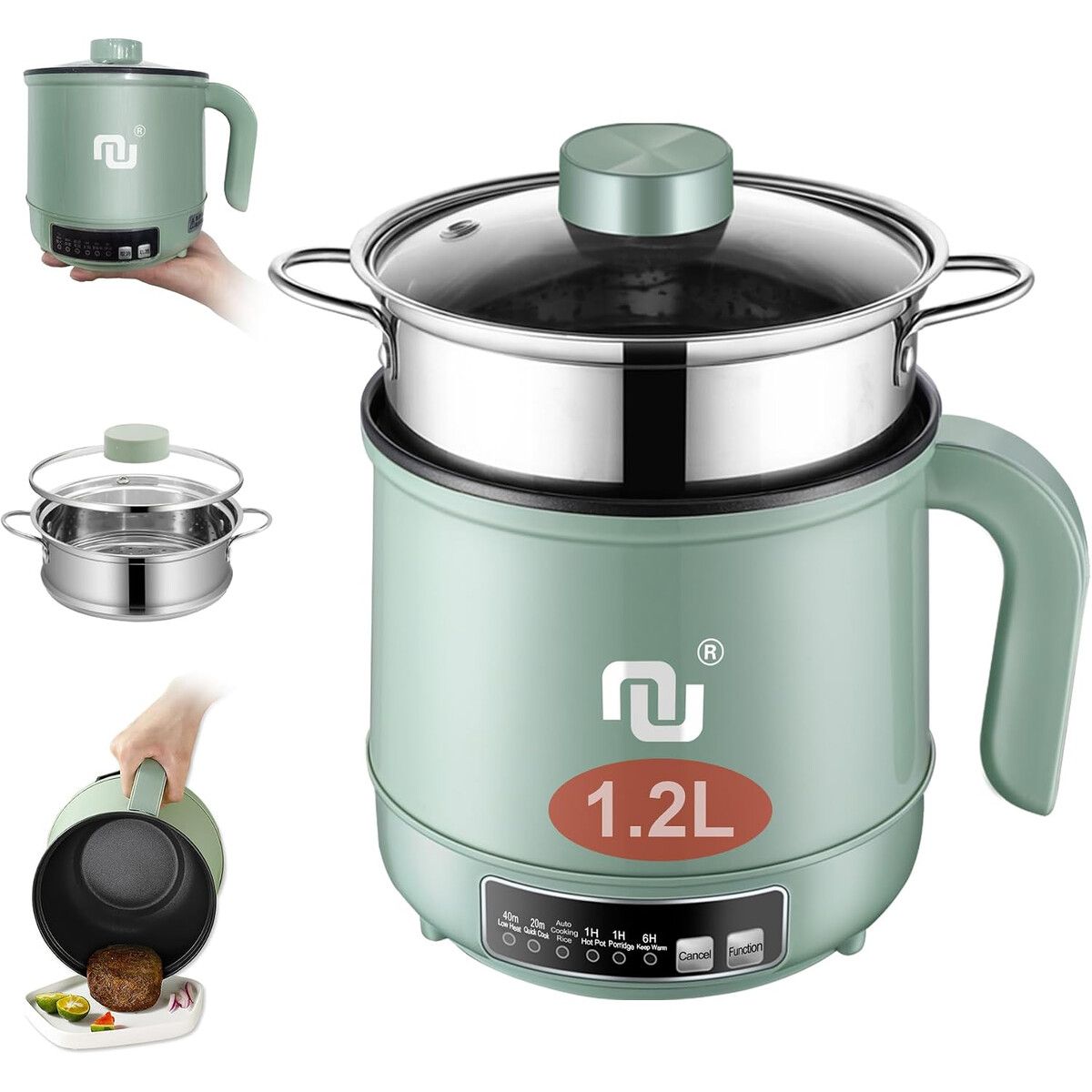 GENERICO - Olla Eléctrica NUNET 1.2L 600W Temporizador Apagado Automático