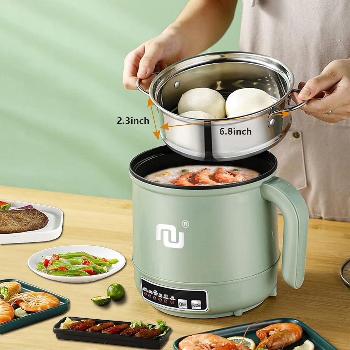 GENERICO - Olla Eléctrica NUNET 1.2L 600W Temporizador Apagado Automático