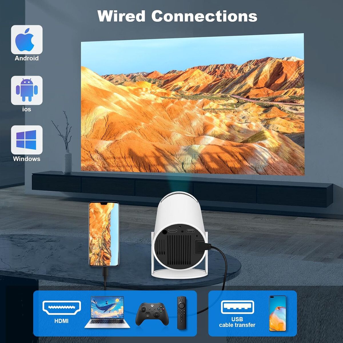GENERICO - Proyector Portátil earear HY300 PRO 4K 1080P WiFi6
