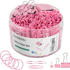 GENERICO - Set Clips DANRONG 380 pcs Rosa Binder 25mm Papel 50mm