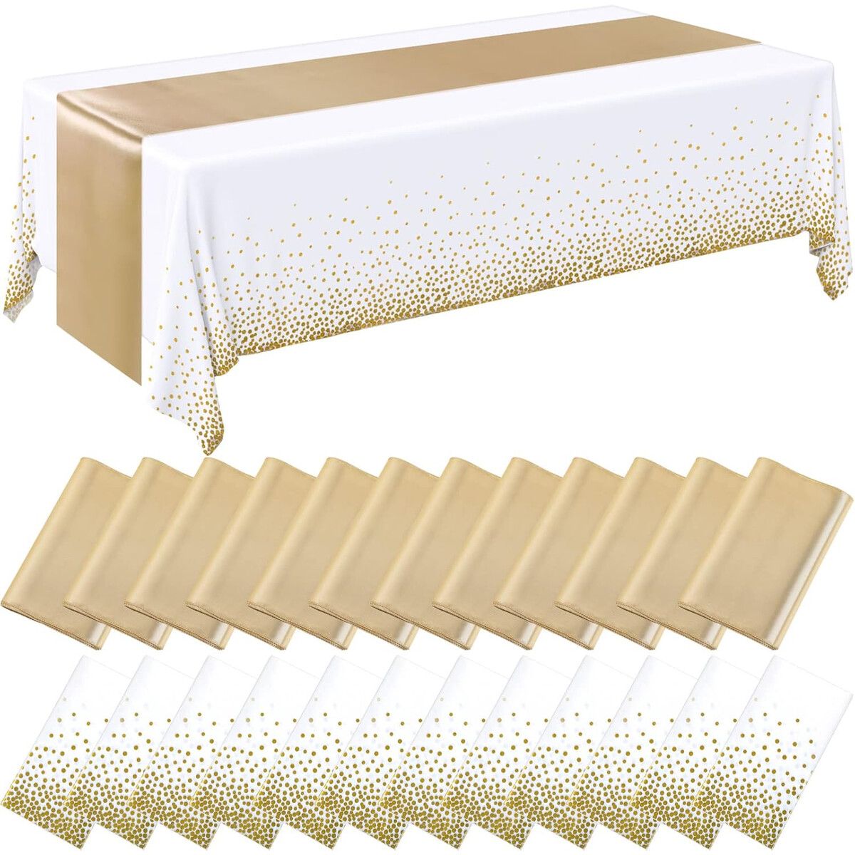 GENERICO - Mantel Breling 24pz 137x274cm Blanco Dorado