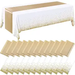 GENERICO - Mantel Breling 24pz 137x274cm Blanco Dorado