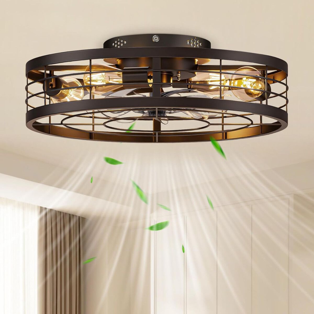 GENERICO - Ventilador de Techo VOLISUN 19.7 pulgadas con Luz y Control Remoto