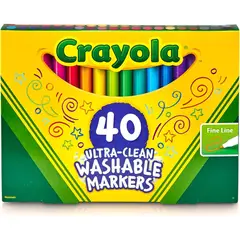 CRAYOLA - Marcadores Lavables Ultra Clean Punta Fina 40 Colores