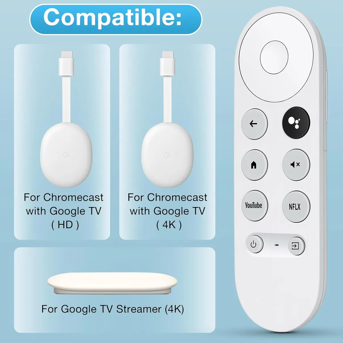 GENERICO - Control Remoto Loutoc G9N9N para Chromecast Google TV 4K Voz