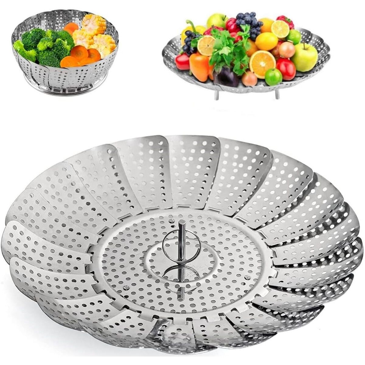 GENERICO - Cesta Vaporera ZOCY Acero Inoxidable Ajustable 23cm Con Tapa