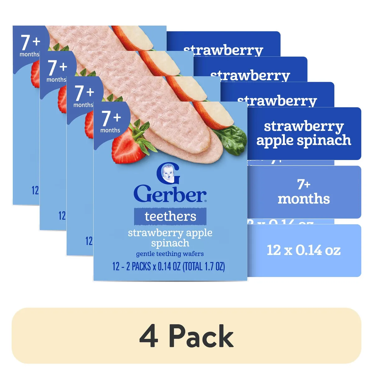 GERBER - Galletas Gerber Teethers Frutilla Manzana Espinaca 4 Pack