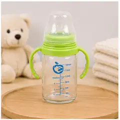 GENERICO - Mamadera Vidrio 180ml Bebe Unisex Con Asas Antiderrame
