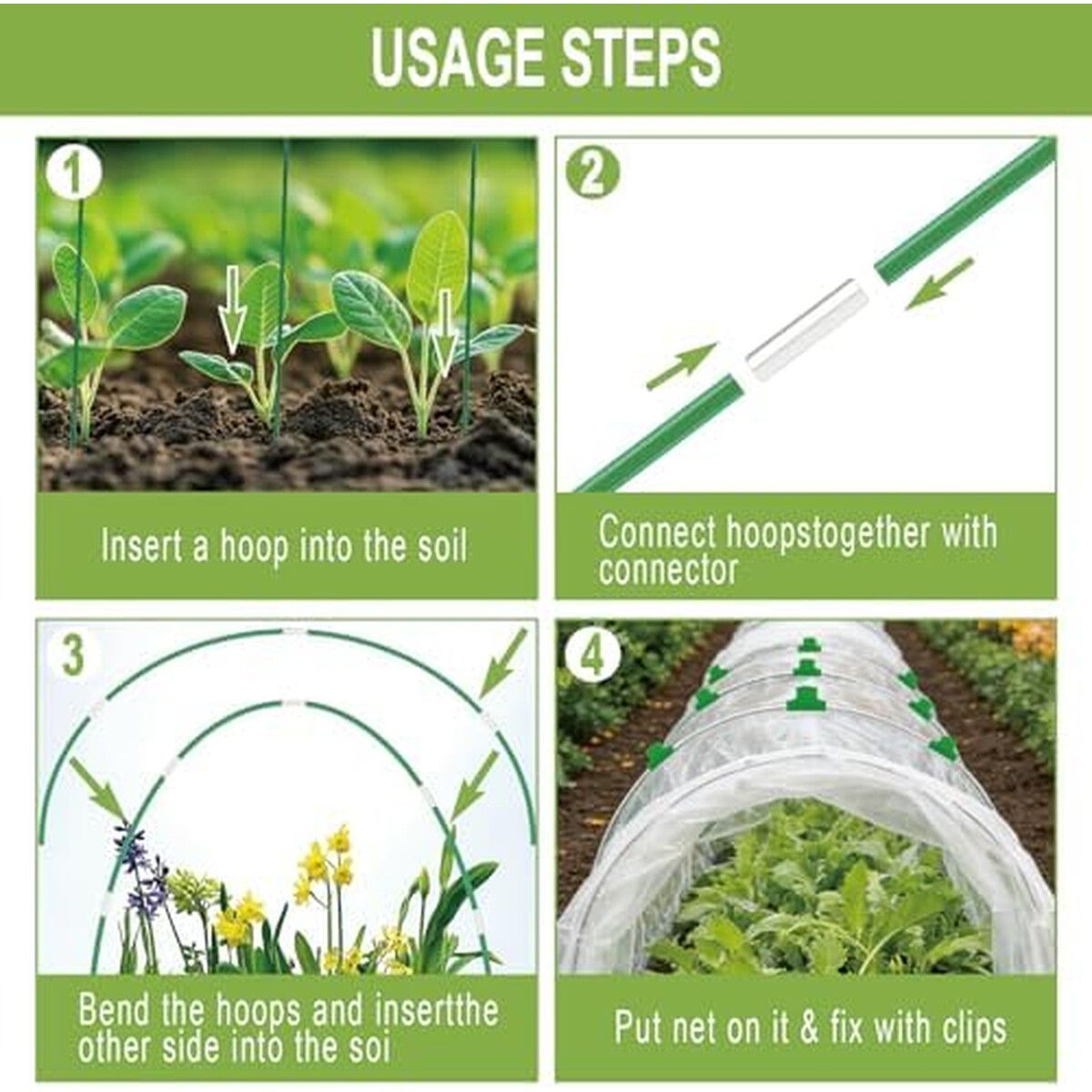 ARCOS - Arcos de Jardín Lifskydom 8FT Fibra Vidrio Antiaxido 60PCS