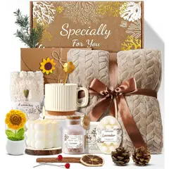 GIRASOL - Set Spa Regalo Coralogo Manta Vela Taza Mujer