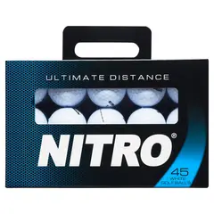 NITRO - Pelotas Golf Ultimate Distance 45 Unidades 2 Piezas Blancas
