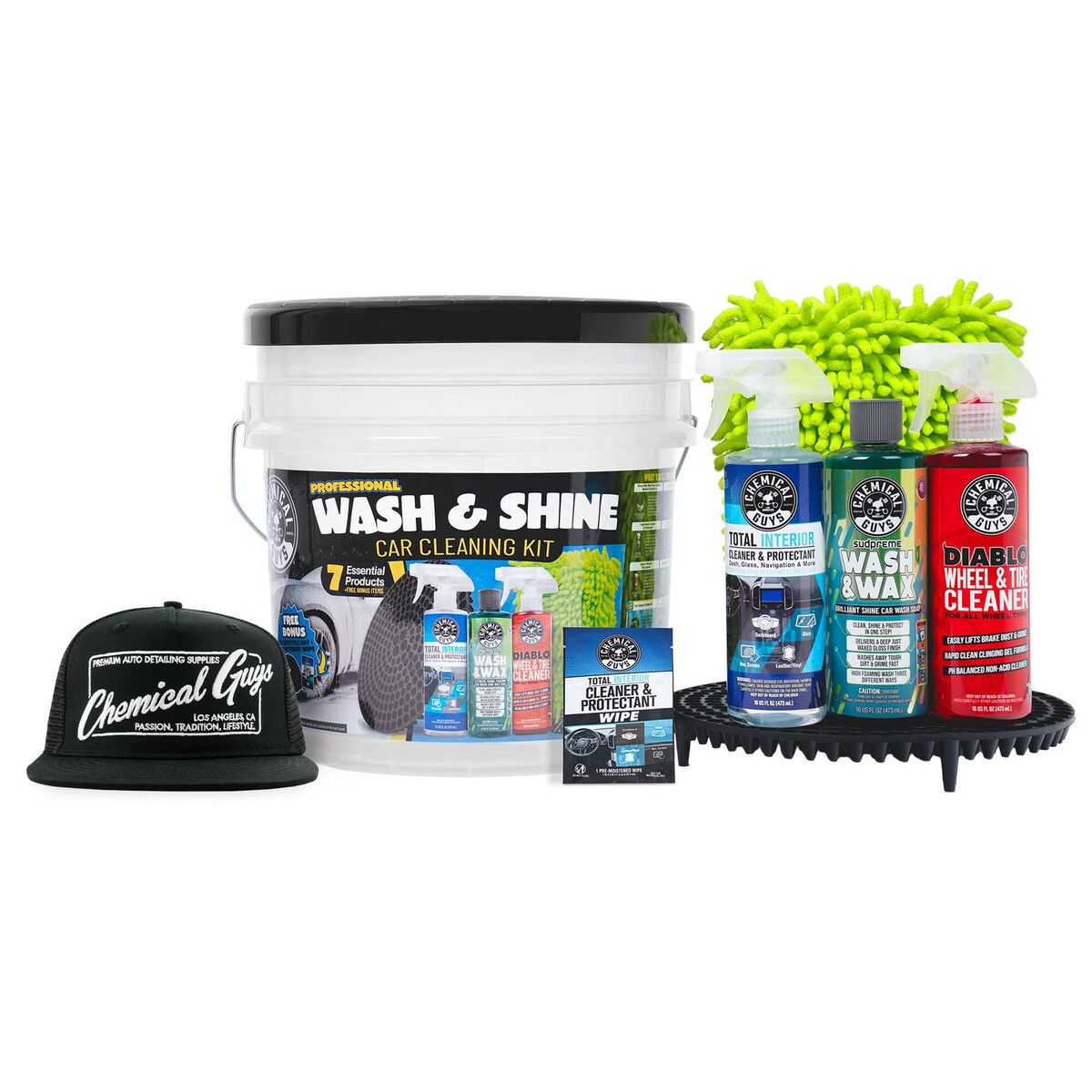 CHEMICAL GUYS - Kit Limpieza Auto Chemical Guys Wash Shine 7 Piezas Universal