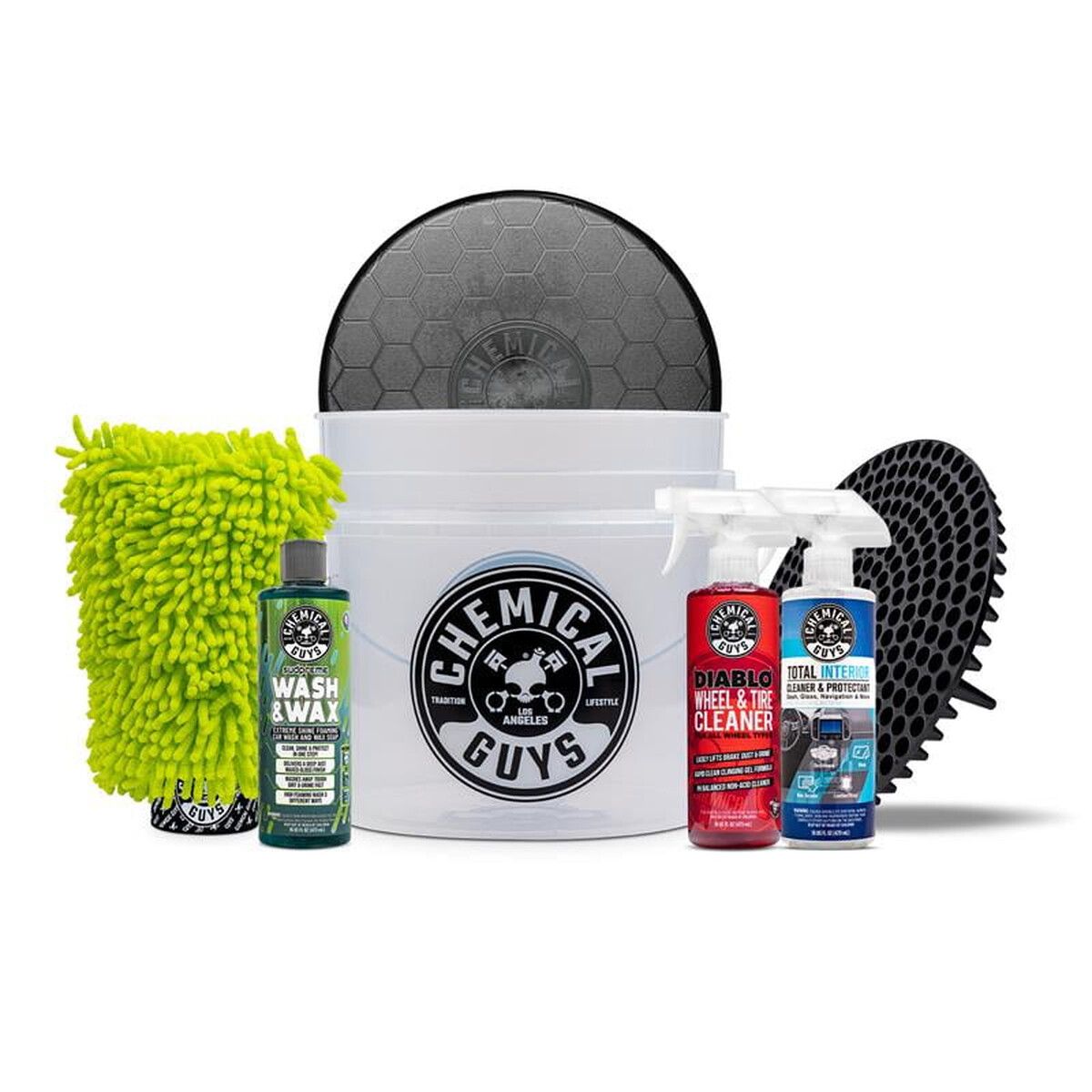 CHEMICAL GUYS - Kit Limpieza Auto Chemical Guys Wash Shine 7 Piezas Universal
