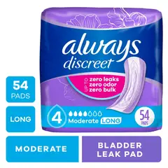 ALWAYS - Protectores Discreet Incontinencia Moderada Largos 54un