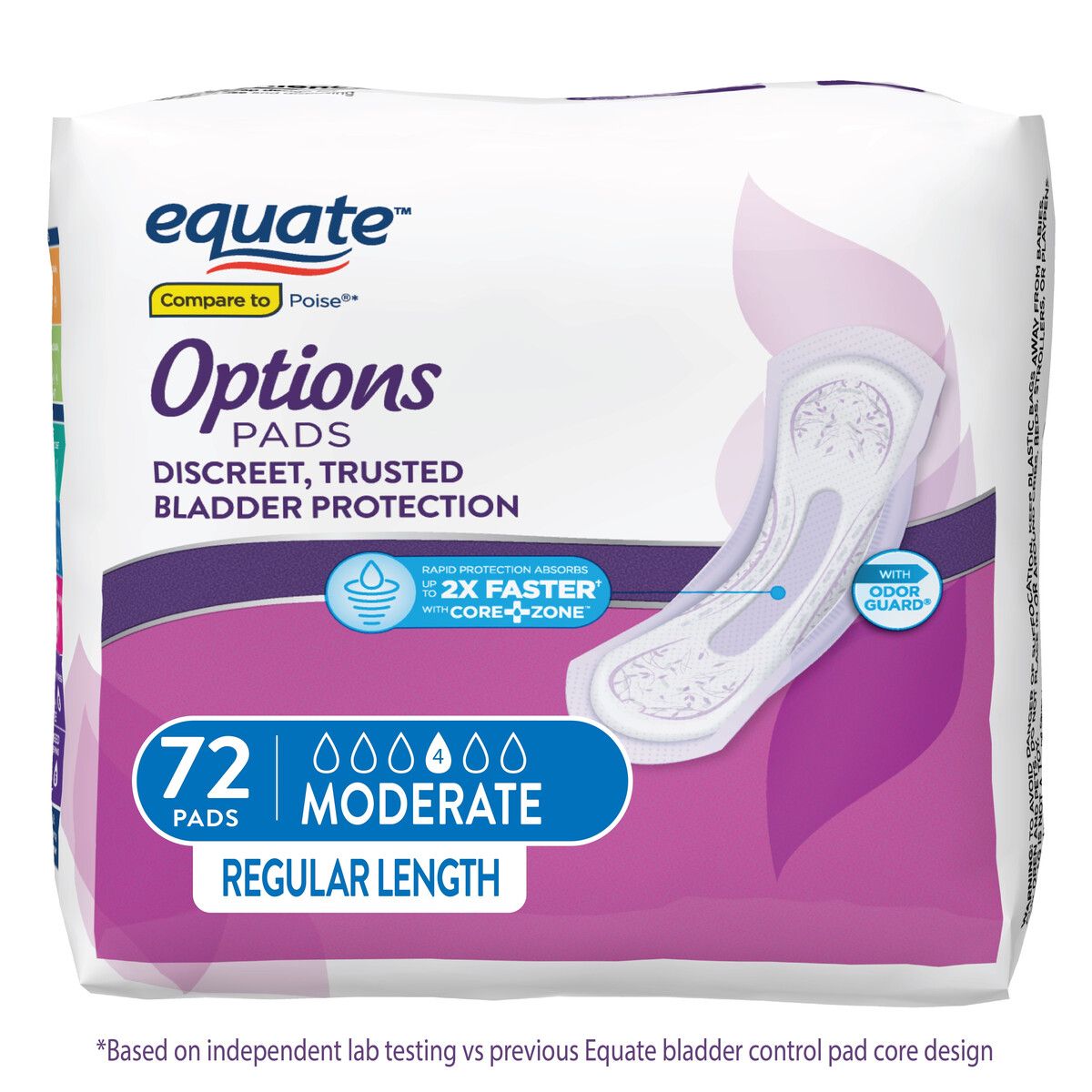 OPTIONS - Protectores Incontinencia Equate Options Moderada 72un Largo Regular