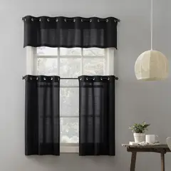 MAINSTAYS - Cortina Set 3 Piezas Negro 54x36 Ojal