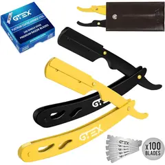 GENERICO - Navaja Barbero Gtex 2 Unidades 100 Cuchillas Amarilla Negra