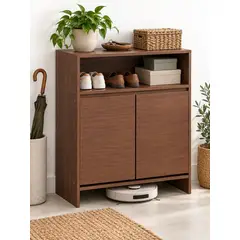 GENERICO - Zapatero Recibidor Vintage 80x35x70 cm 2 Puertas Repisa Abierta Tablero 12 mm Madera