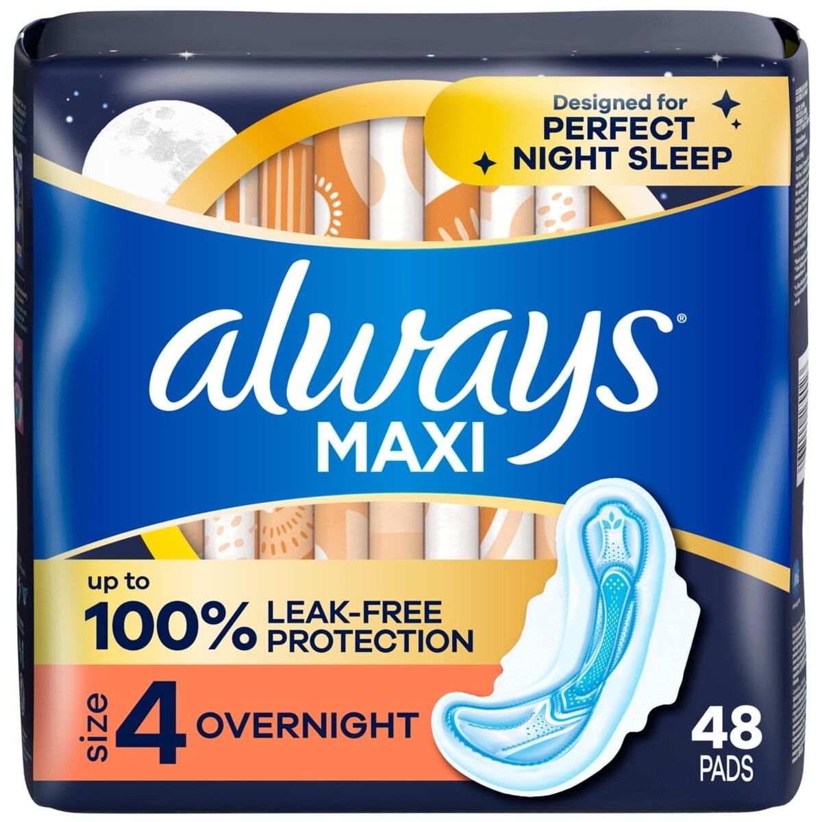 ALWAYS - Toallas Femeninas Always Maxi Noche Alas Talla 4 48 Unidades