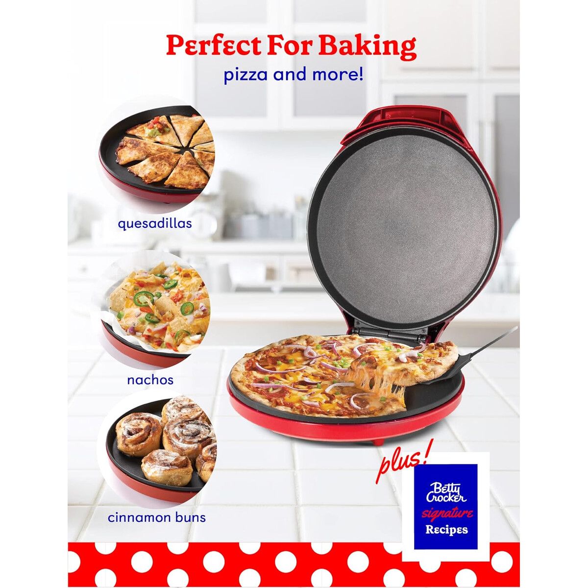 GENERICO - Pizzera Eléctrica Betty Crocker 12 Pulgadas Antiadherente