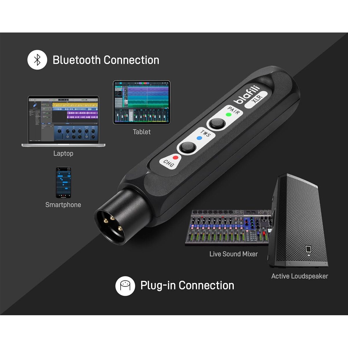 GENERICO - Receptor Bluetooth blafili XLR aptX HD v5.1 USBC 3pin
