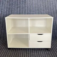 GENERICO - Archivador Oficina Móvil 80x40x63 cm 2 Cajones Repisas MDF 12 mm Blanco
