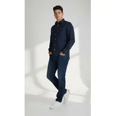 BLUE MOUNTAIN - Camisa Manga Larga Hombre Casual Gabardina 100% Algodón