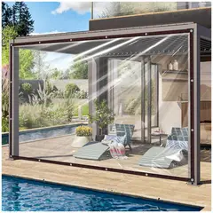 KUANGYE - Cortina Cierre De Terraza,3 x 6 M Transparentes Resistentes Impermeables UV